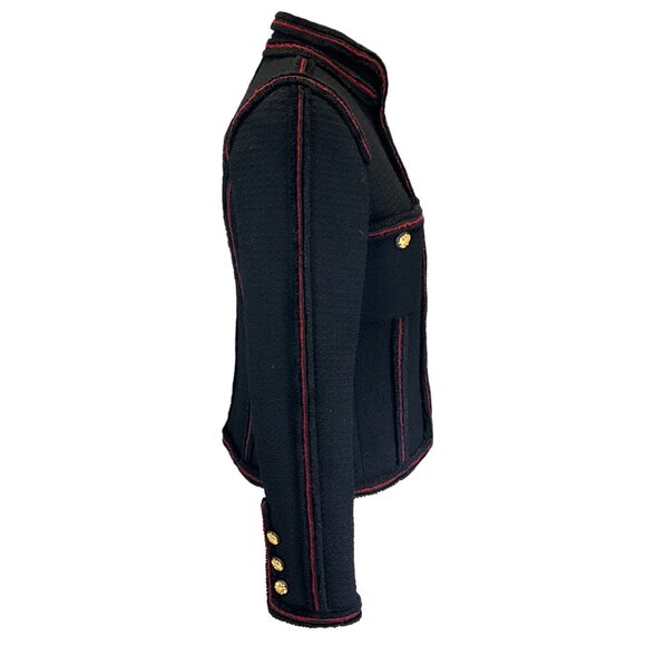 Chanel Black / Red 2009 Full Zip Wool Tweed Jacket - Picture 2 of 5